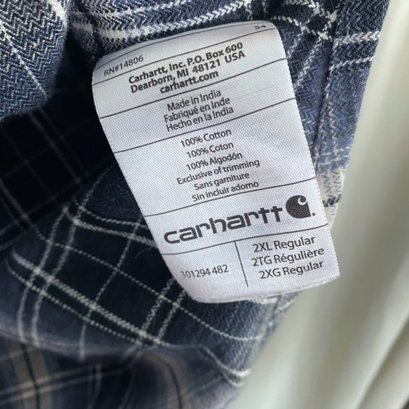 Carhartt Thick Cotton Material Plaid Work Shirt - Picture 6 of 7